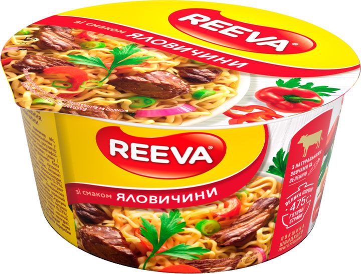 Вермішель швидкого приготування Reeva зі смаком яловичини чаша 75 г